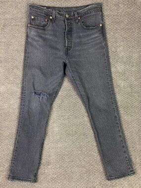 Levi's Premium 501 Skinny Jeans Womens 29x28 Measure 30x27 Gray Big E Button Fly